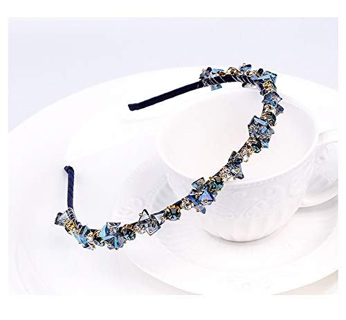 AKOAK Crystal Rhinestone Bridal Sparkling Headband for Women & Girls - Perfect for Personal Use & Gifts (Blue)