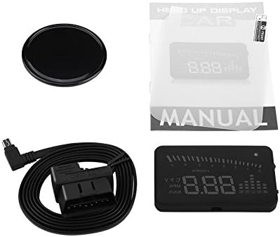 POCREATION Head Up Display, 3" OBDII HUD Speedometer with Alarm, Windshield Projector for Speed, RPM, Water Temperature, Plug and Play