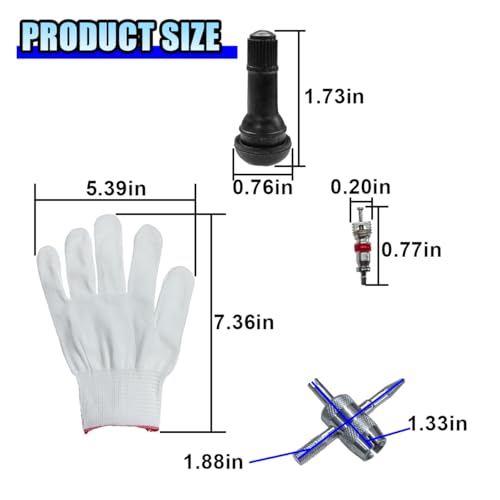 Image of Tire Valve Stem Core Quickly Replacement Tool Kit, Quick Change Stem Removal Tool with 4-Way Valve Tool & 5 TR413 Valves for Replacing Leaky Valves, Tire Valve Tool for Car Truck Motorcycle (Black)