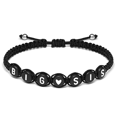seensea Personalized Name Bracelets for Family Sisters BFF Grandmother Mother Little Sister Bracelet with Letters Black Rope Woven Braided Adjustable Bracelets2