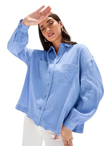 Image of Styli Women Drop Shoulder Crepe Oversized Shirt | Stylish Casual Shirt for Women | Comfortable Tops | Perfect for Office, Travel & Daily Outfits
