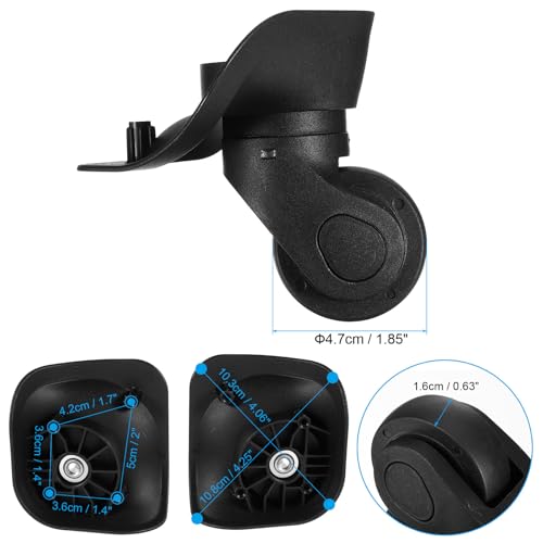 PATIKIL Luggage Wheels Replacement, 1 Pair Suitcase Wheels Caster Repair for Left & Right Swivel Wheel, Black (3.6x4.2x5x3.6/1.4x1.7x2x1.4 inch)2
