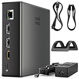 Port de charge USB-C – Certifié PD et CE de 125 W : cette station d'accueil USB-C pour ordinateur portable avec 2 x DP prend en charge une puissance d'entrée allant jusqu'à 140 W et une puissance de sortie (sécurisée) de 125 W pour les ordinateurs portables, tandis que plusieurs périphériques puissants sont connectés. Elle comprend un bloc d'alimentation de 140 W. Le port PD est compatible avec les interfaces Thunderbolt 3/4 pour une charge rapide. Remarque : veuillez vous assurer que le port USB-C de votre ordinateur portable prend en charge les protocoles Power Delivery.