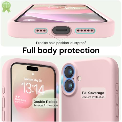 Image of LOVE 3000 Designed for iPhone 16 Case, Premium Silicone with [Soft Anti-Scratch Microfiber Lining] Shockproof Protective Phone Case for Men Women Girls 6.1 inch, Chalk Pink