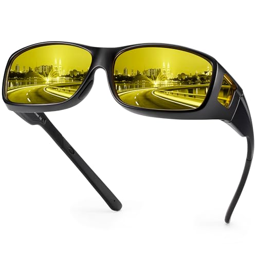 Image of URUMQI Night Vision Driving Glasses Fit Over Eyeglasses for Men Women