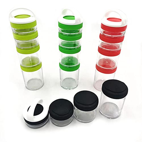 QOTSTEOS Snack Jars, 4pcs/set Twist Lock Stackable Storage Jars, Snack Storage Container, Portable Formula Dispenser for Storing Milk, Protein Powder, Snacks, Travel Items(Random Color)