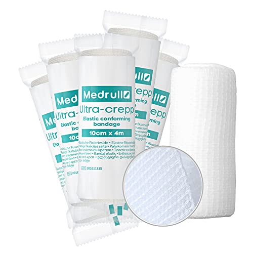 Medrull - Vendas de Gasa, 10 cm x 4 m, (15 rollos) Gasa para fijación de apósitos, Vendaje de alta elasticidad, No estéril, Empaquetadas individualmente Cover