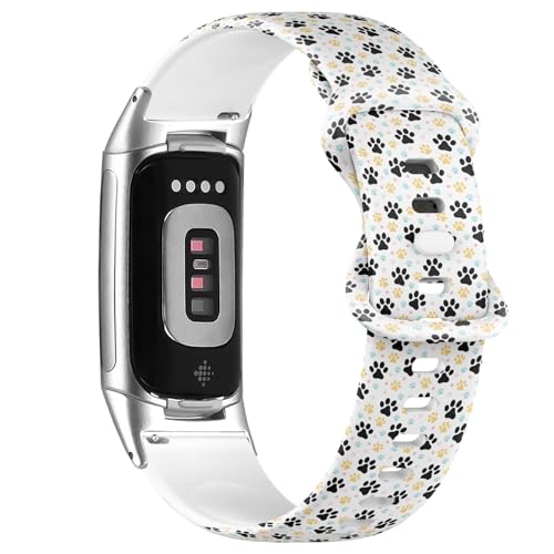 Bracelet Fitbit Charge 5 étanche motif pattes de chien pour vos séances de jogging