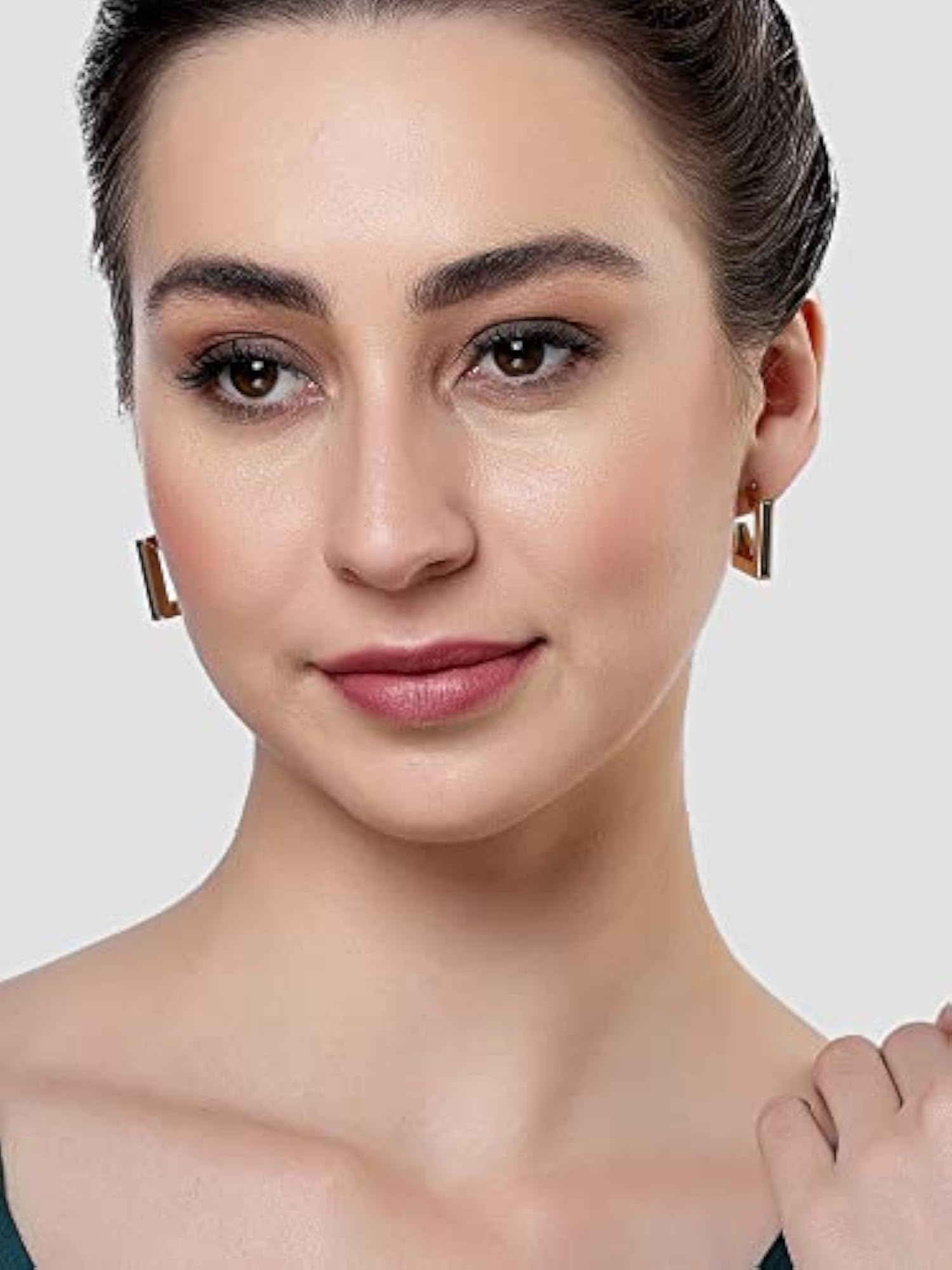 Women's Gold Tone Metallic Half Hoop Earrings