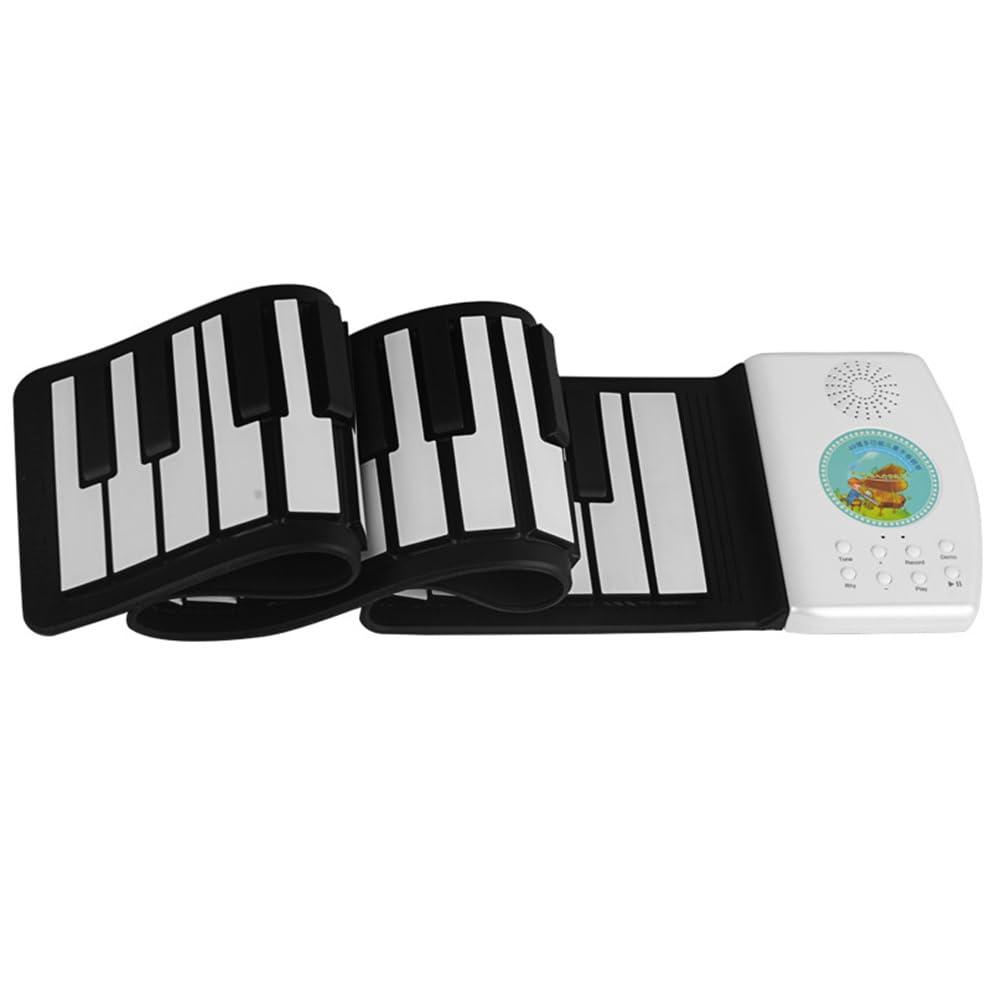 49 -Key Electronic Hand Roll Piano Portable Keyboard Silicone Soft Piano Bluetooth Compatible Children'S Gift White