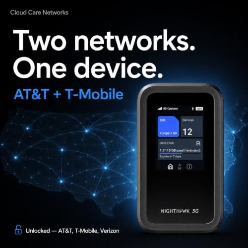 Image of NETGEAR Nighthawk 5G Mobile Hotspot M7 | eSIM or SIM | Portable WiFi 7 Router for Travel in 140+ Countries | 5G /4G LTE | 3.6Gbps Speed | Cloud Care Networks Powered by AT&T, T-Mobile, Verizon (MH7150)