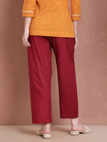 Image of TWIN BIRDS Women Viscose Kurti Pants | Straight Fit Ethnic Daily Trousers