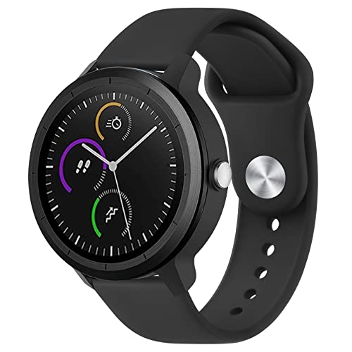 Wanme Bracelet Compatible avec Garmin Venu/Venu Sq/Venu 2 Plus/Garmin Vivoactive 3/Vivoactive 3 Music/Vivomove Style/Vivomove 3/Luxe/HR, Silicone Bracelet pour Forerunner 55/Approach S12, Noir Cover