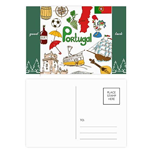 Lot de cartes postales Portugal avec motifs drapeau et animaux chanceux, 20 exemplaires 14x9 cm