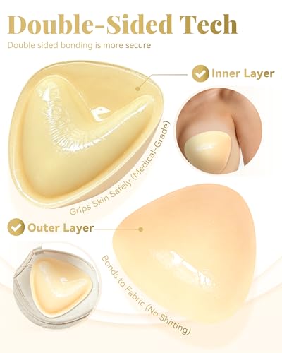 Image of Double Sided Sticky Bra Lift, Strapless Sticky Bra Push up Push up for Backless Dress, Swimsuit, Invisible Reusable Bra