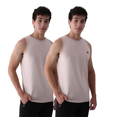 Image of ALMO - Mens Cotton Vests | Tank Top for Men | Melange Normal Fit, Light Weight, Soft Fabric | Ideal for Gym /Running /Sports wear (Pack of 2)