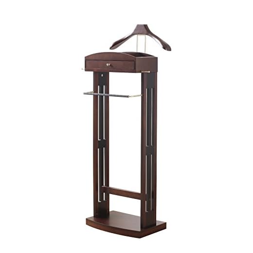 Proman Products Milan Valet Stand with Drawer, Top Tray, Contour Hanger, Trouser Bar, Tie & Belt Hooks and Shoe Rack - VL16226
