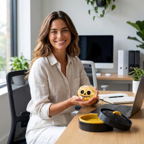 Bidobibo Halloween Spooky Glitter Dumpling Squishies Toys, Dumplings Stress Balls for Adults Fidget Toy with Steamer, Cute Halloween Decor Ghost Bao Bun Squishes for Anxiety Relief, Yellow - Image 4