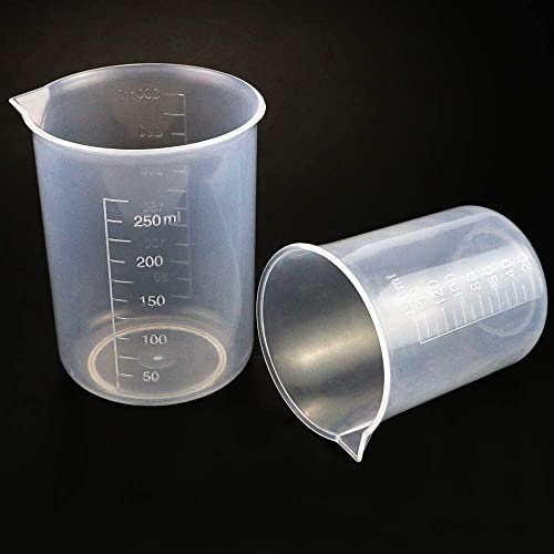 Image of 4 PCS Plastic Graduated Cylinders 10ml /25ml /50ml /100ml and 6 PCS Beakers 50ml /100ml /150ml /250ml /500ml /1000ml for DIY and Laboratory Measuring with 20 Droppers in 3 ml