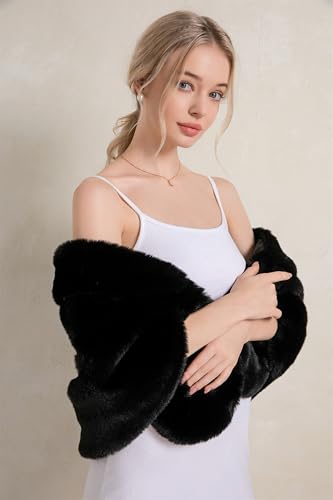 Faux Fur Shawls and Wraps For Women Stole Bridal Bridesmaids Warm Womens Cloak Cape Coat For Wedding Party3
