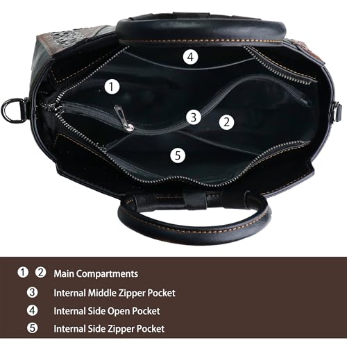 Bolso Satchel para Mujer de Cuero Sintético Negro miniatura 5