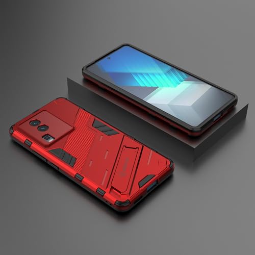 Image of Back Case Cover Compatible for Iqoo Neo 7 Pro 5G, Iqoo Neo 7 5G | 360 Degree Protection | Camera Protection | Kickstand Case | Shockprof Case | (red)