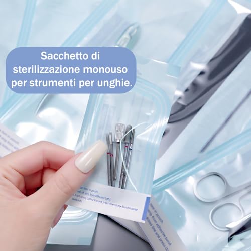 Esshogo 150 Stück Sterilisationsbeutel, sterile PVC-Beutel, Autoklav-Beutel, selbstdichtende Beutel für die Sterilisation, Sterilisations-Beutel