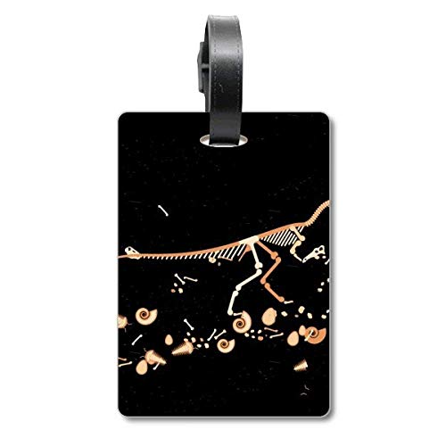 Étiquette d'identification pour valise Bones - Motif dinosaure noir, taille S