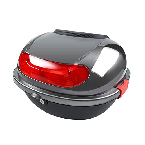 Baúl Trasero para Motocicleta de Gran Capacidad con Reflector Nocturno - Baúl Superior Gris Plateado para Cascos y Equipo - Solución de Almacenamiento Duradera para baúles de Scooter