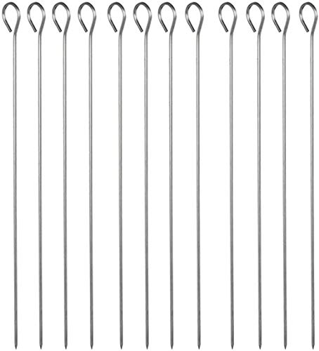 Pack de 18 unidades, pinchos para barbacoa. TAMAÑO: 40 cm, acero inoxidable. Brochetas de metal. Reutilizables para camping, excursiones. Grill. Barbacoa. Liso. Palo de brochetas. Pincho moruno Cover