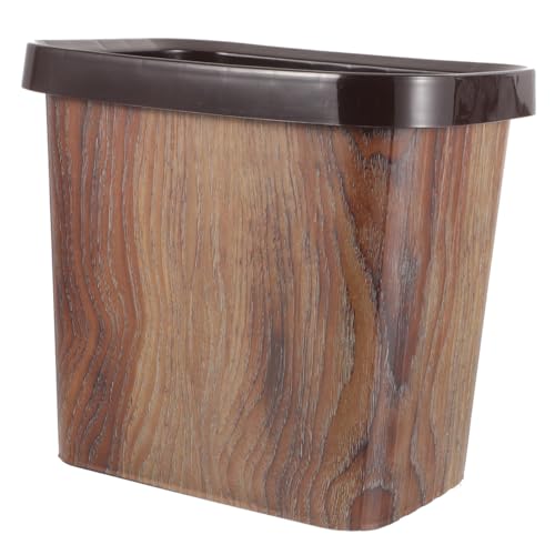 Caneca de basura rectangular de plástico con diseño madera miniatura 7