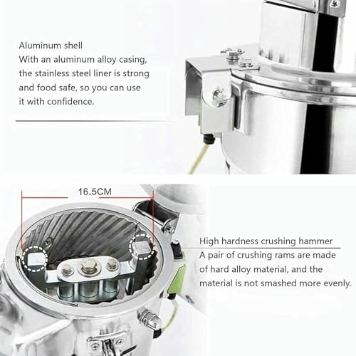 BTOIASYHF Molinillo De Granos De Acero Inoxidable De 2000 W, Triturador De Alimentos Eléctrico Comercial De 2840 RPM con Accesorios De Pantalla, Grosor De Malla Ajustable De 60 a 200, para Granos - imagen 5