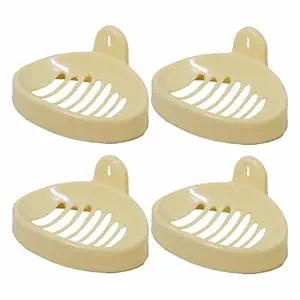 Tulip Soap Holder,Self Draining Soap Dish, for Bathroom, Kitchen, Bathtub, Wash basins,with Removable Drain Tray, 4 Pc, Yellow Color