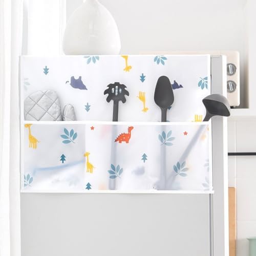 Gdfnmogo PEVA - Funda para refrigerador para electrodomésticos con protección contra el polvo, bolsa de almacenamiento de 130 x 54 cm con bolsillos laterales, reutilizable, impermeable, cubierta de