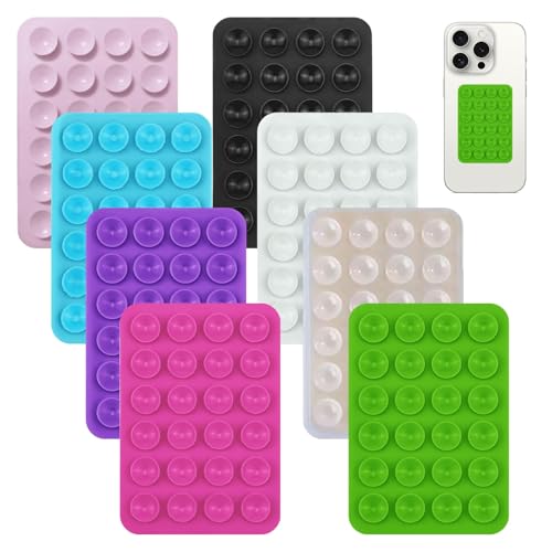 Watlikeup Suction Phone Holder, 8-Pack Multicolor Silicone Sticky Phone Grips, Universal Smartphone Mount, Non-Slip Wall & Glass Adhesive Phone Holder