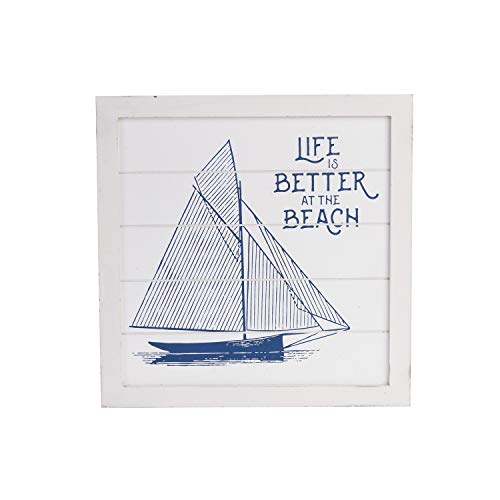 Beachcombers 11.8" Wood Life's Better Sailboat Coastal Plaque Sign Wall Hanging DÃ©cor Decoration for The Beach