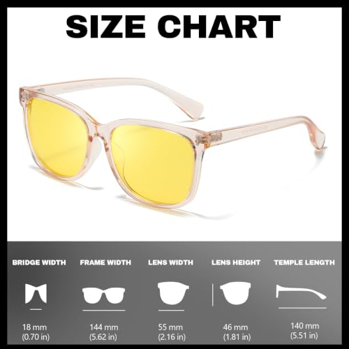 Image of Myiaur Women's Polarized Night Driving Glasses, Anti-Glare Yellow Lens | Nighttime Driving Glasses Boost Low Light Vision, UV400 Protection, Lightweight Frame For Night Driving, Rain & Fog