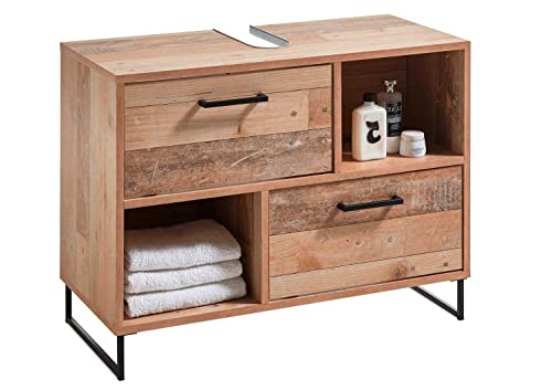 Home4You Waschbeckenunterschrank Waschtischunterschrank Badezimmerschrank | Dekor | Old Style | Eichefarben | 2 Fächer | 2 Klappen | BxHxT 80x61x37 cm Cover