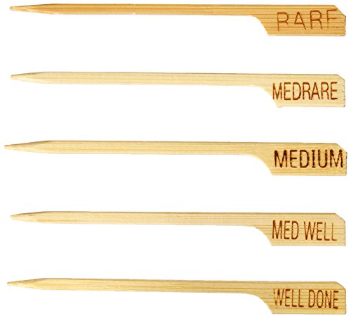 TableCraft 3.5  Bamboo Wood Steak Markers (130 per pack) | Meat Markers for Catering, Barbecues and Parties
