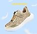 LUCKY STEP Kid's Glitter Fashion Sneakers Sparkly Princess Tennis Bling Shiny Sequins Athletic Walking School Shoes for Children/Boys/Girls(Gold,Little Kid 2)