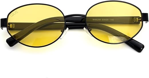 QUE PIXEL By Shikhar Dhawan | Unisex Oval Sunglasses | Stylish Frame | UV400 Protection | Lemon Tinted Lens | Medium Fit |...