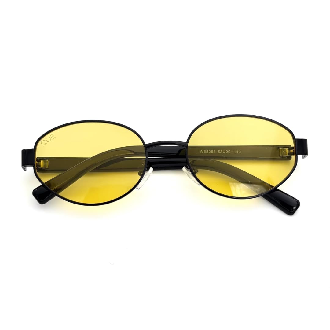 QUE PIXEL By Shikhar Dhawan | Unisex Oval Sunglasses | Stylish Frame | UV400 Protection | Lemon Tinted Lens | Medium Fit |... - Review, Price and Buying Guide