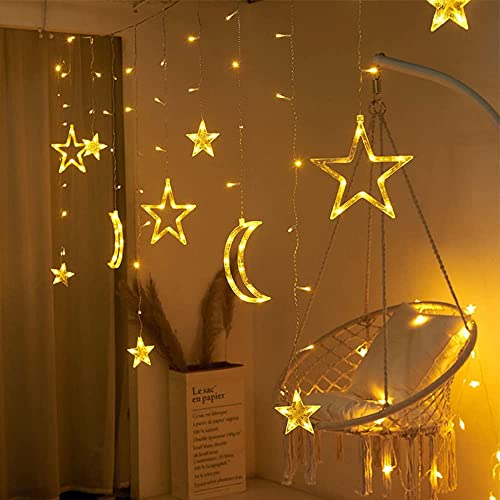 Chantwon Lichterkette Sternenvorhang Warmweiß, LED Lichterkette Vorhang Lichter mit 138 LEDs Weihnachts Lichter für Weihnachten Hochzeit Schlafzimmer Party Fenster Home Decoration, 3.5M (Warmweiß) Cover