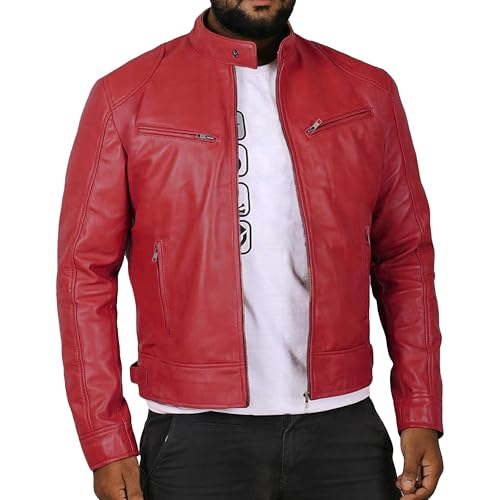 Male Cafe Racer Style PU Jacket Motorcycle Distressed Leather Jackets Moto Coat Bikers Leather Biker Blazer