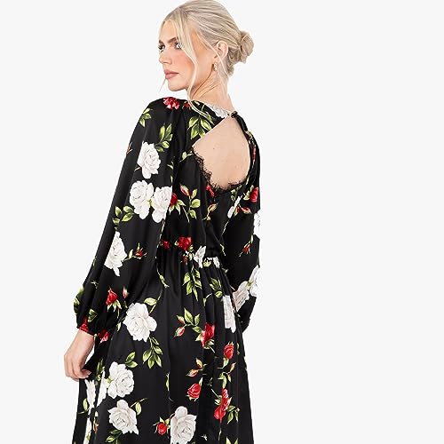 Robe longue fleurie fluide coupe empire pour affiner la silhouette chic