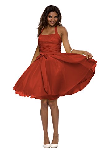 Astrapahl Damen Cocktail Kleid Neckholder, Knielang, Einfarbig, Gr. 34, Rot (Rostrot)
