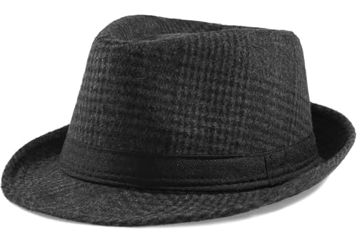 MESU - MESU Fedoras Trilby Chapeaux Jazz Chapeau Bowler Caps Panama Chapeau pour Hommes Femmes Noir
