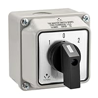 YJYUIU Universeller Drehschalter, 660V 20A, ON-OFF-ON, 3 Positionen, 2-phasig, 8 Anschlussklemmen, mit Hauptschaltergehäuse,YJUWB3220