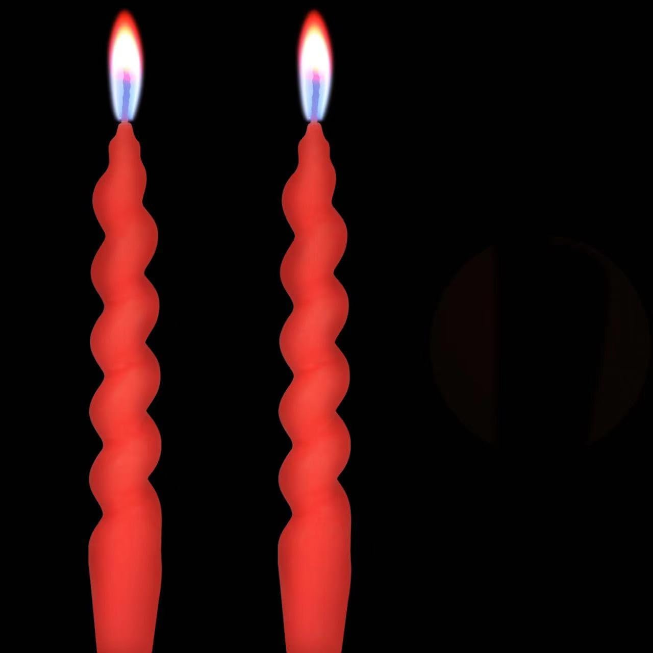 Kandelo Red Flame Spiral Taper Candle H7.8inch Set of 2