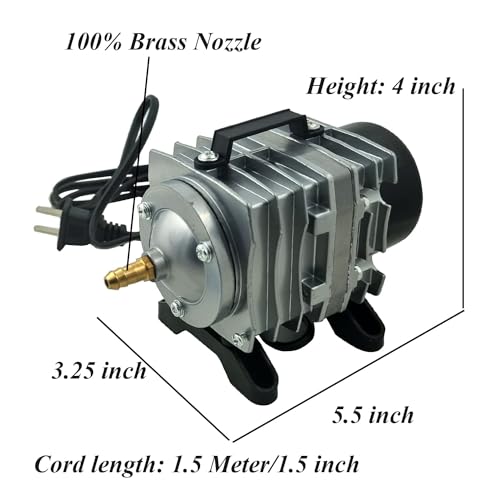 Image of Jainsons Pet Products Air Pump for Aquarium Fish Tank, Fish Farming Biofloc, Hydroponic Air Pump Fish Tank Air Pump (ACO-001, 18W, Pressure: 0.020MPa, Output: 25L /min, Dia. of Mouth: 8mm)